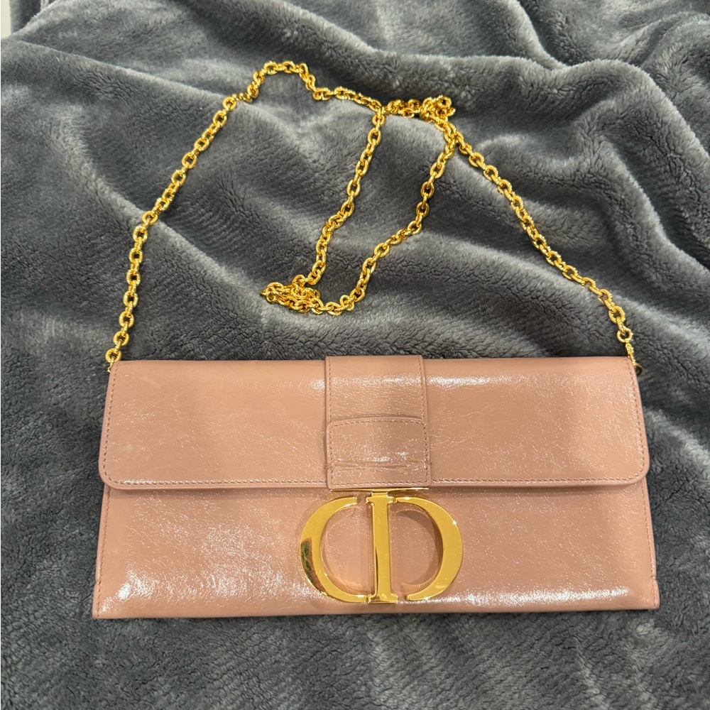 Christian Dior evening clutch - beige leather with Gold Hardware
